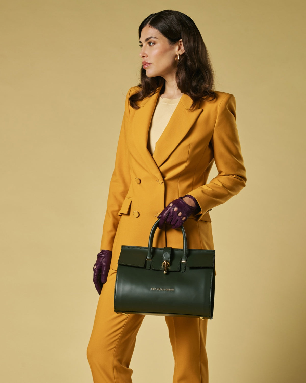 Oriana (green) - Italian calf leather women's handbag (with shoulder strap)
