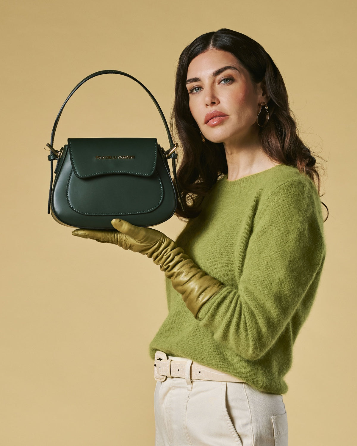 Ottavia (green) - Italian calf leather women's crossbody bag (with shoulder strap)