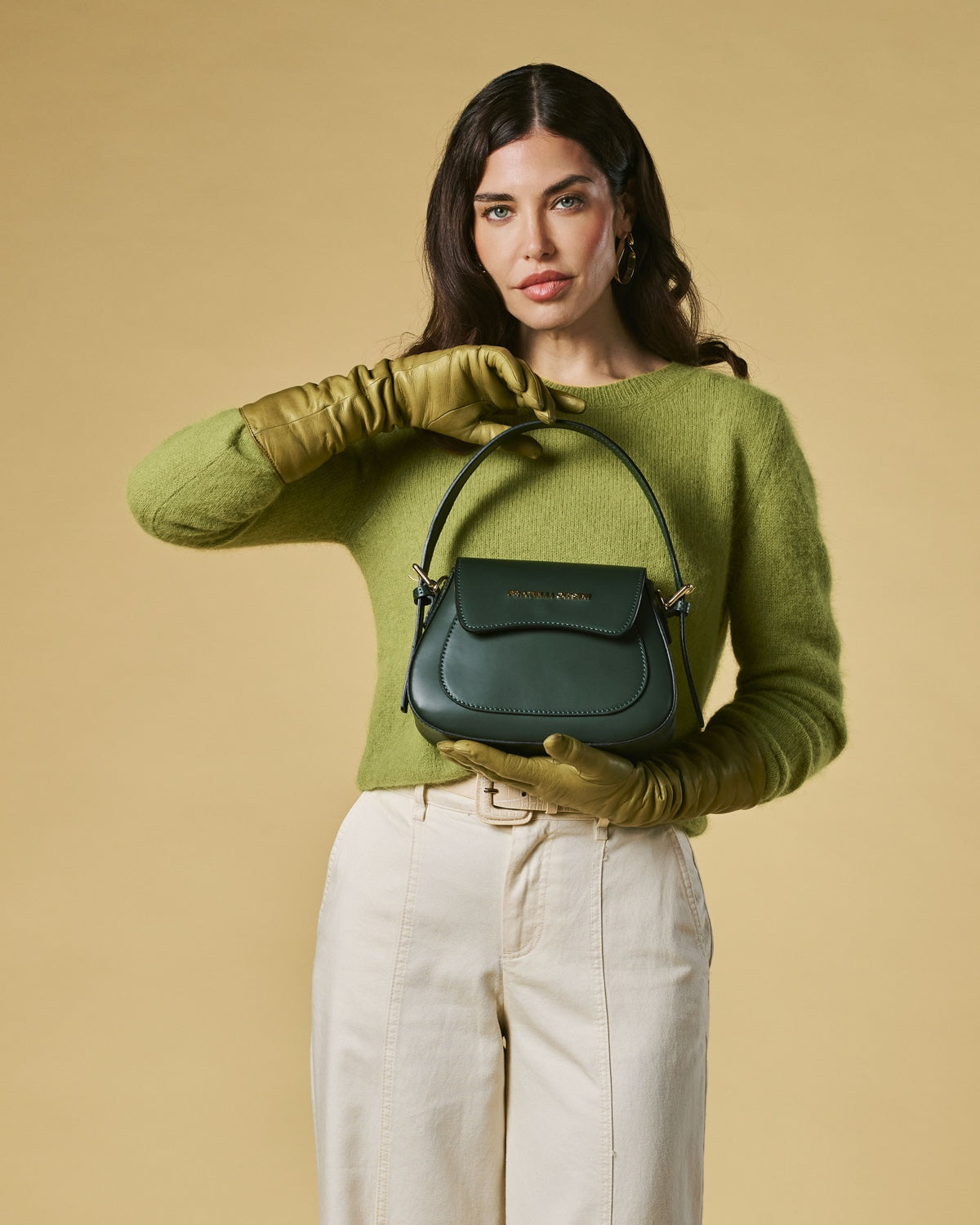 Ottavia (green) - Italian calf leather women's crossbody bag (with shoulder strap)