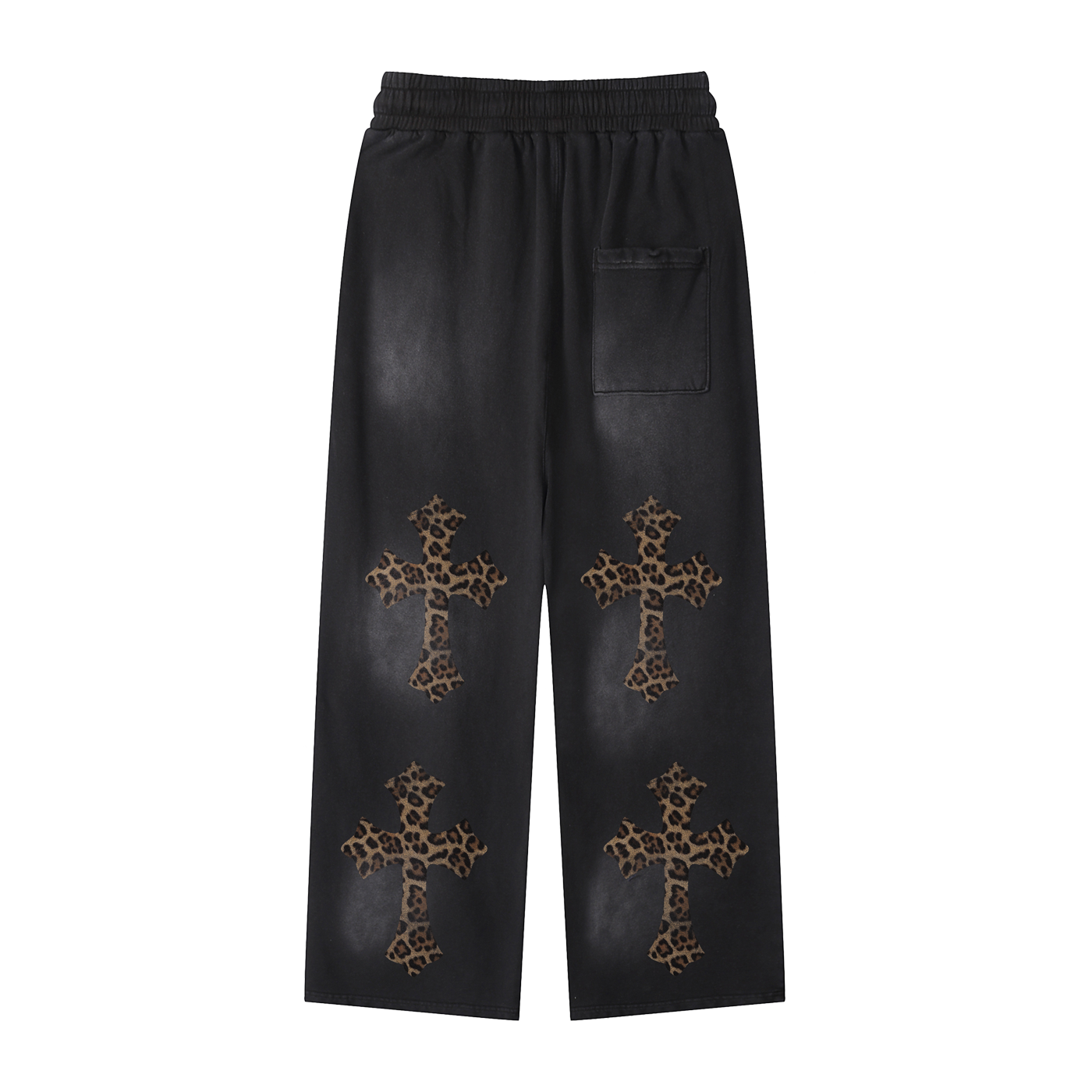 Cheetah Print Black Sunfade Loose Fit Cotton Sweatpants Cotton 350GSM DTG Print
