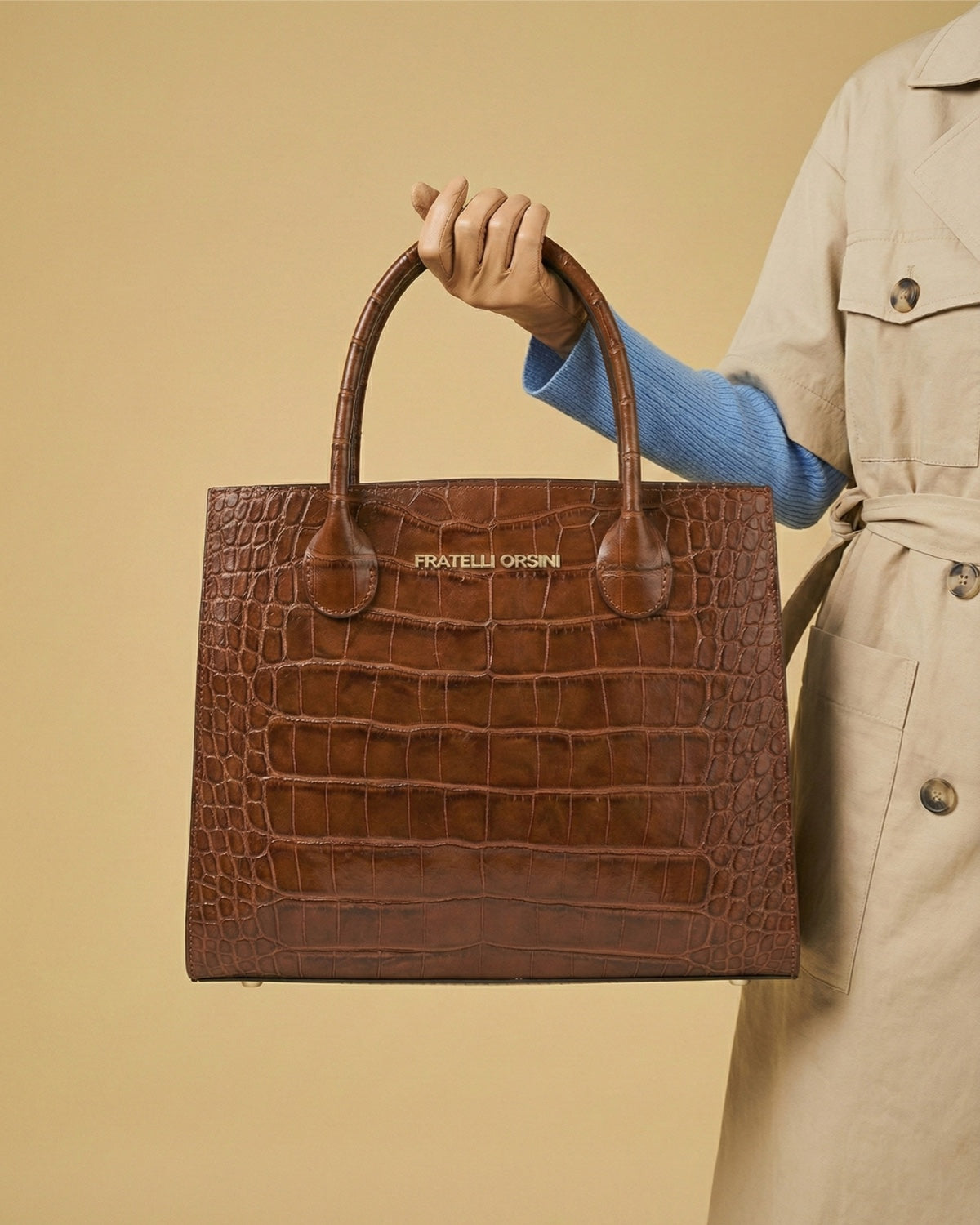 Patrizia (brown) - Italian calf leather womens handbag (with shoulder strap)