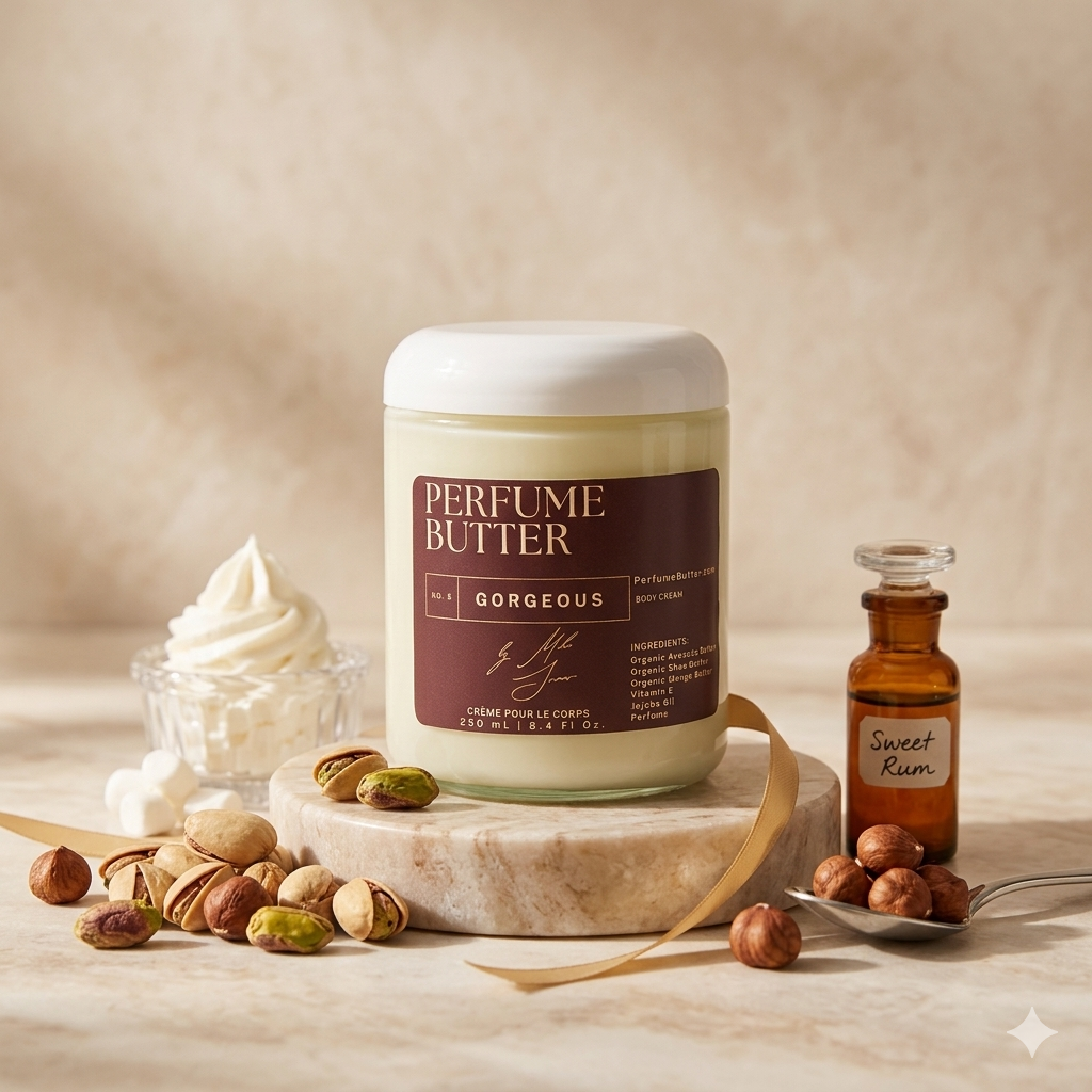 GORGEOUS – The Luxury Body Butter Perfume | Pistachio, Whipped Cream & Marshmallow Sweet Gourmand Fragrance | Deep Hydrating Skin Moisturizer | Warm Delicious Scent | Perfume Butter