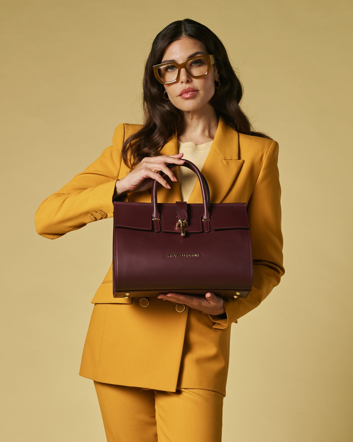 Oriana (eggplant) - Italian calf leather women's handbag (with shoulder strap)